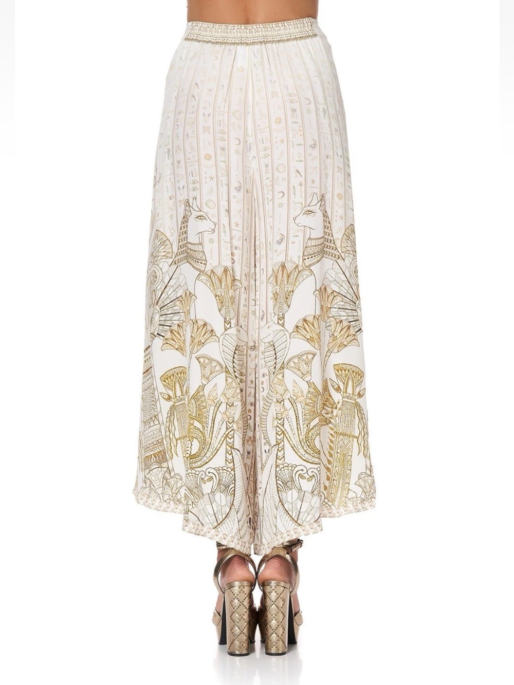 Camilla “The Queens Chamber” white gold silk wrap boho pants trousers L - Picture 2 of 11